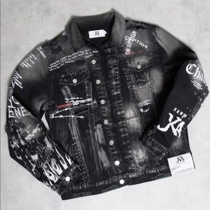 Art of war, Washed printed denim Jacket Small